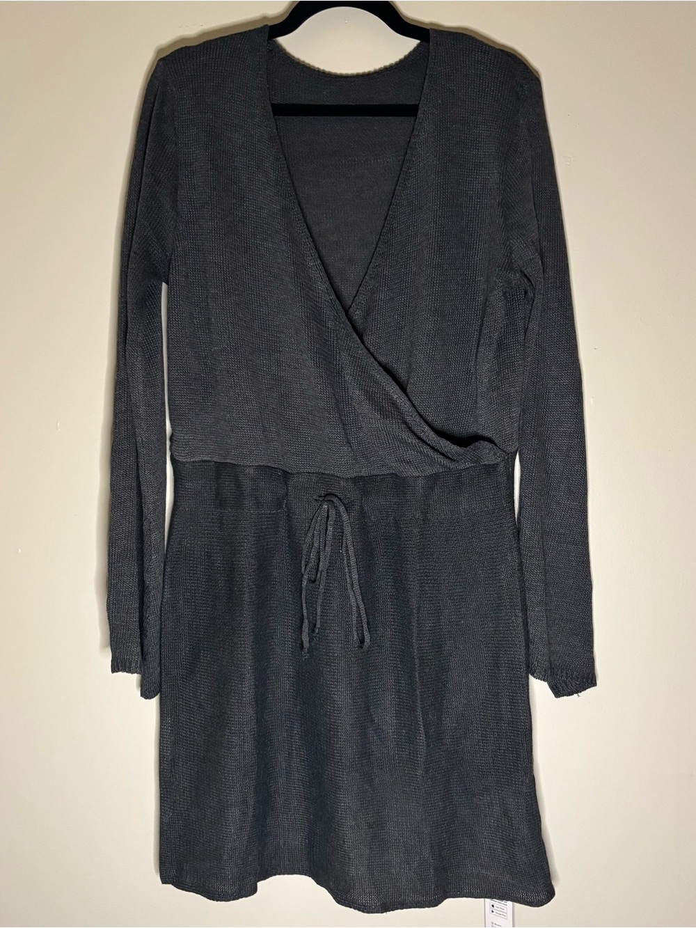 NWT CUPSHE Dark Gray Knit Wrap Dress — Size L